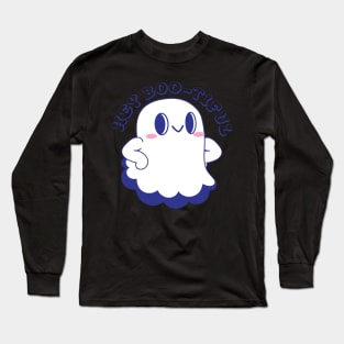 A cute little ghost saying "Hi Boo-tiful" to you Long Sleeve T-Shirt